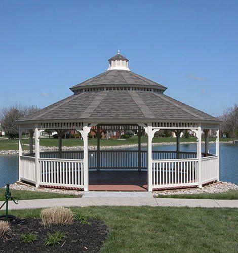 White and grey dodecagon gazebo